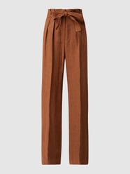 Paperbagbroek van linnen, model 'Cera' van Max Mara Studio Bruin - 27