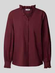 Regular fit blouse met kraag met ruches en v-hals van MORE & MORE Bordeaux - 41