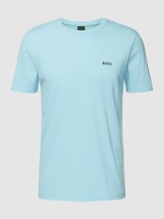 T-shirt met labelprint, model 'Tee 7' van BOSS Green Blauw / turquoise - 41