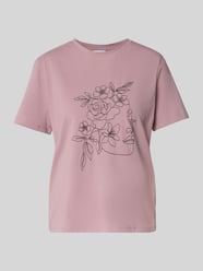 T-shirt met motiefprint, model 'NORA' van Vila Fuchsia - 34
