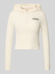 Bluzka o kroju slim fit z długim rękawem, kapturem i wyhaftowanym logo od Guess Jeans - 48