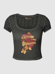 T-Shirt mit Label-Print Modell 'ROMANCE' von Guess Schwarz - 29