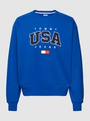 Sweatshirt mit Label-Stitching Modell 'BOXY' von Tommy Jeans Blau / Türkis - 22