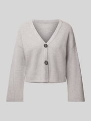 Cropped Strickjacke mit V-Ausschnitt Modell 'KATIA' von Only Grau - 11