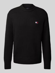 Strickpullover mit Label-Patch von Tommy Jeans Schwarz - 5