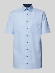 Regular Fit Business-Hemd mit logo-Stitching Modell 'Global' von OLYMP Blau - 18
