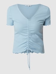 T-Shirt mit Rippenstruktur von Tom Tailor Denim Blau / Türkis - 13