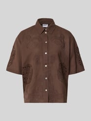 Bluse aus Leinen-Baumwoll-Mix mit Motiv-Stitching von Jake*s Casual - 27