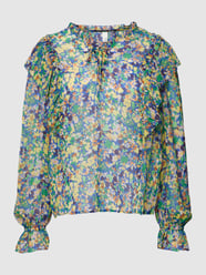 Bluse mit floralem Allover-Muster von QS by s.Oliver Blau / Türkis - 45
