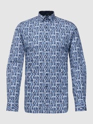 Super Slim Fit Business-Hemd mit Allover-Muster Modell 'Modern' von OLYMP No. Six Blau / Türkis - 36