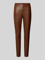 Skinny fit broek in leerlook van Oui Bruin - 6