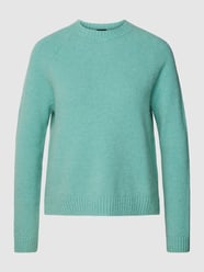 Sweter z dzianiny z okrągłym dekoltem model ‘Febisan’ od BOSS Turkusowy - 1