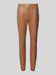 Skinny Fit Hose in Leder-Optik von Raffaello Rossi Braun - 10