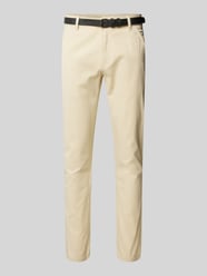 Classic Stretch Fit Chino mit Gürtel von Lindbergh Beige - 46