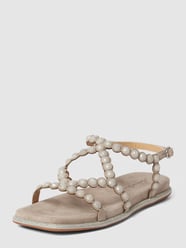 Leren sandalen met siersteentjes van ALMA EN PENA Bruin - 3