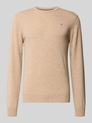 Strickpullover aus reiner Lammwolle mit gerippten Abschlüssen von Gant Beige - 27