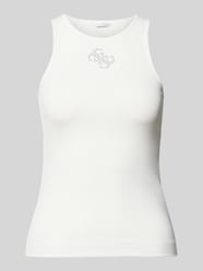 Top na ramiączkach w prążkowanym wyglądzie z logo od GUESS - 19