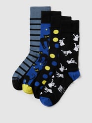 Sokken met all-over motief in een set van 4 stuks, model 'Halloween' van Fun Socks Blauw / turquoise - 7