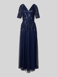Avondjurk met V-hals en pailletten van Adrianna Papell - 13