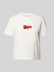 t-shirt z perłami i okrągłym dekoltem od Stefanel - 13