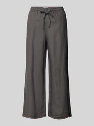 Flared linnen broek met franjes, model 'Caroline' van Christian Berg Woman Grijs / zwart - 7