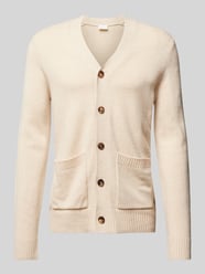 Strickjacke mit aufgesetzten Eingrifftaschen von Profuomo Beige - 43