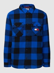 Kurtka koszulowa z podszewką ze sztucznego kożuszka model ‘FLANNEL’ od Tommy Jeans Niebieski - 41