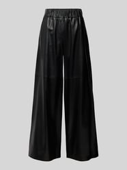 Wide leg leren broek met elastische band van Windsor - 12