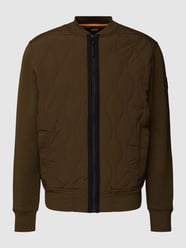 Sweatjacke mit Stepp-Besatz Modell 'ZEBOMBER' von BOSS Orange Grün - 3