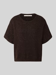 relaxed fit t-shirt van scheerwolmix in tricotlook van Lanius Bordeaux - 3
