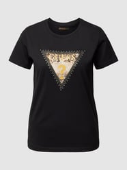 T-shirt met strass-steentjes, model 'TRIANGLE' van Guess Zwart - 32