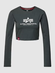 Kort shirt met lange mouwen en labelprint van Alpha Industries Grijs / zwart - 45