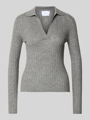 Sweter z prążkowanej dzianiny z wełny od Style Icon Collection - 15