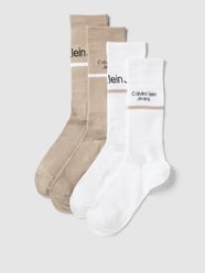 Socken mit Label-Schriftzug Modell 'LOGO STRIPE' im 4er-Pack von Calvin Klein Jeans Beige - 23