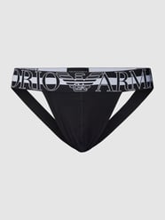 Jockstrap mit eingewebtem Logo Modell 'MEGALOGO' von Emporio Armani Grau / Schwarz - 28