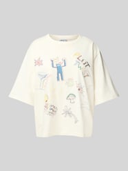 T-shirt o kroju oversized z okrągłym, prążkowanym dekoltem od JAKE*S STUDIO WOMAN - 11