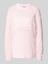 Relaxed Fit Strickpullover aus Ajour-Strick von Tommy Jeans Pink - 2