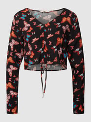 Cropped Longsleeve mit Allover-Motiv-Print Modell 'NOVA' von Only Schwarz - 35