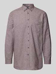 Koszula casualowa o kroju regular fit z kołnierzykiem typu button down od Christian Berg Men Bordowy - 13