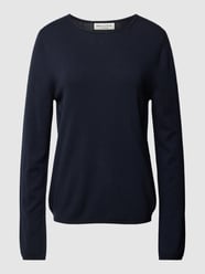Sweter z dzianiny z prążkowanym, okrągłym dekoltem od Marc O'Polo Niebieski - 37