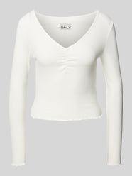 Slim Fit Langarmshirt aus Baumwoll-Mix mit Frill-Abschlüssen Modell 'BETTY' von Only - 7