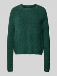 Sweter z dzianiny o kroju regular fit z prążkowanej dzianiny model ‘ELLEN’ od Pieces Zielony - 34