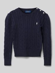 Strickpullover mit Logo-Stitching Modell 'CABLE' von Polo Ralph Lauren Teens Blau - 6