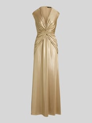 Abendkleid mit tiefem V-Ausschnitt und Knoten-Detail von Lauren Ralph Lauren Gold - 26