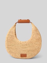 Handtas met labeldetail, model 'MOON RAFFIA' van Staud Beige - 13