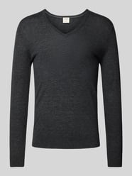 Slim fit gebreide pullover met ribboorden van OLYMP Level Five Grijs / zwart - 45