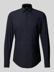 Slim Fit Businesshemd aus Uni Struktur von Jake*s Schwarz - 12