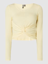 Cropped Shirt mit Rippenstruktur Modell 'Huda' von Pieces Gelb - 13