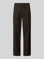 Tapered fit stoffen broek met bandplooien, model 'LEROY' van SELECTED HOMME Bruin - 22