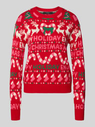 Pullover mit weihnachtlichem Intarsienmotiv von VERO MODA - 47